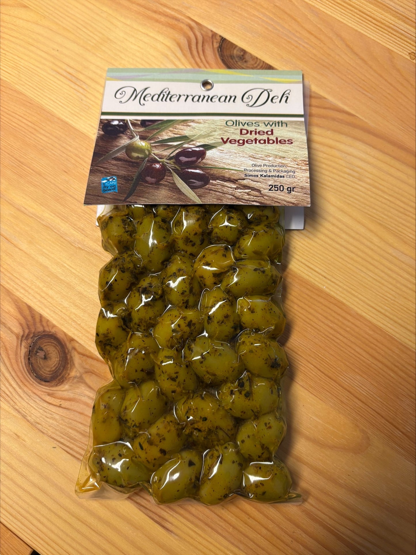 Gröna oliver Chalkidikis med torkade grönsaker, 250gr