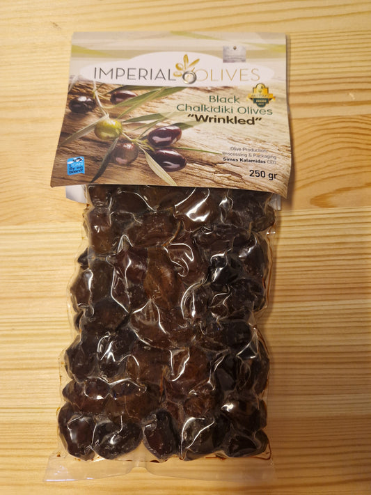 Svarta oliver Chalkidikis (wrinkled), 250gr