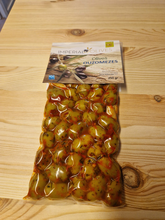Gröna oliver Chalkidikis  Ouzomezes, 250gr