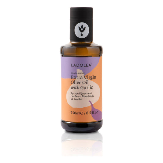 Olivolja Evoo med vitlök (250ml) - Glas - Mediterranean Deli