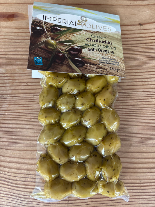 Gröna Oliver med oregano, 250gr