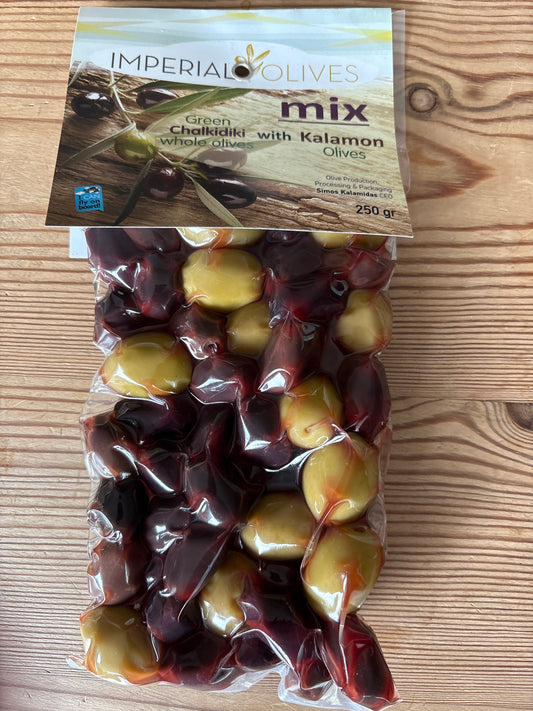 Gröna och Svarta Oliver mix, 250gr